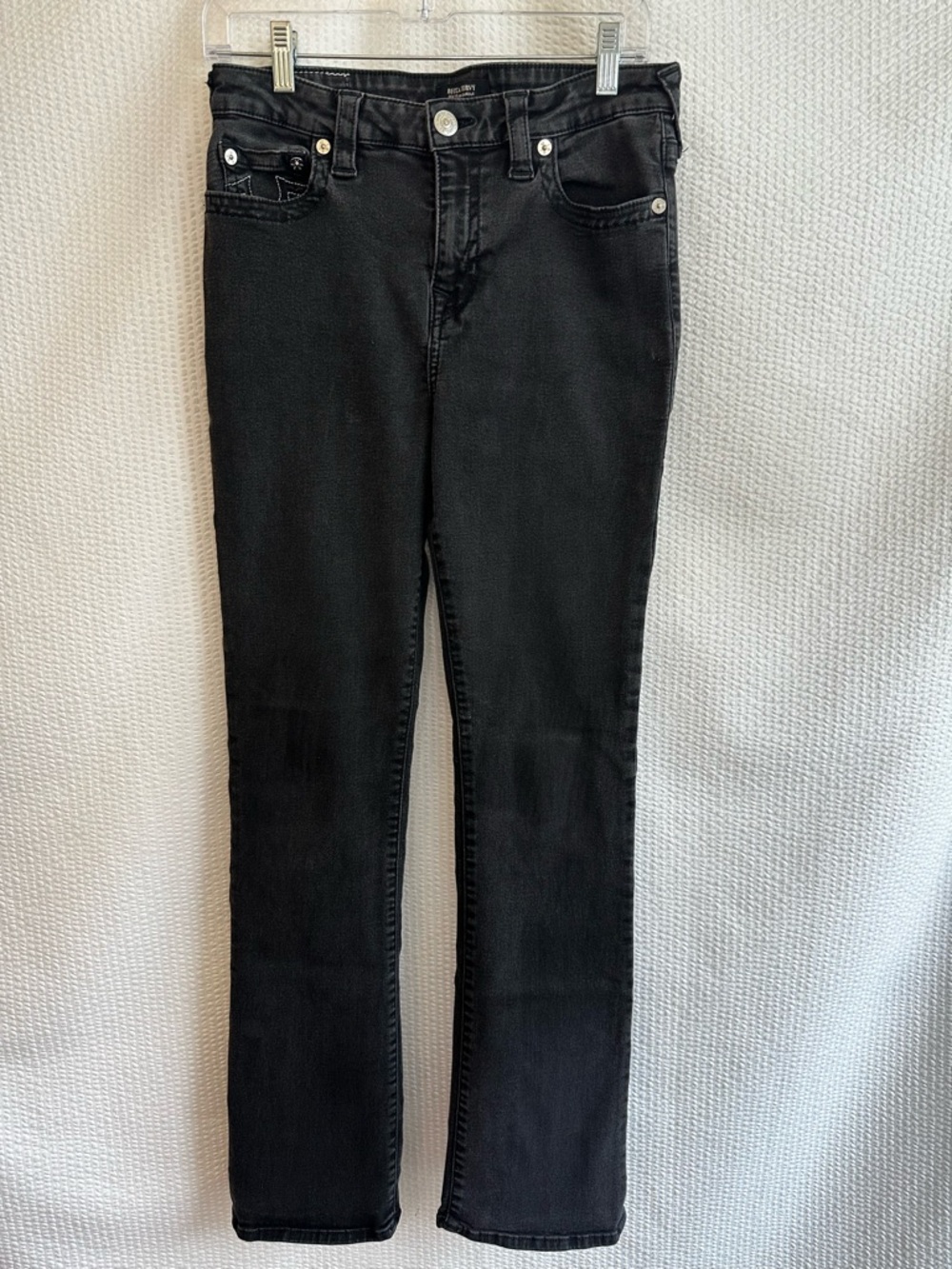 True Religion Becca Curvy Black Mid Rise Bootcut Jeans Women’s Size 31 Stretch